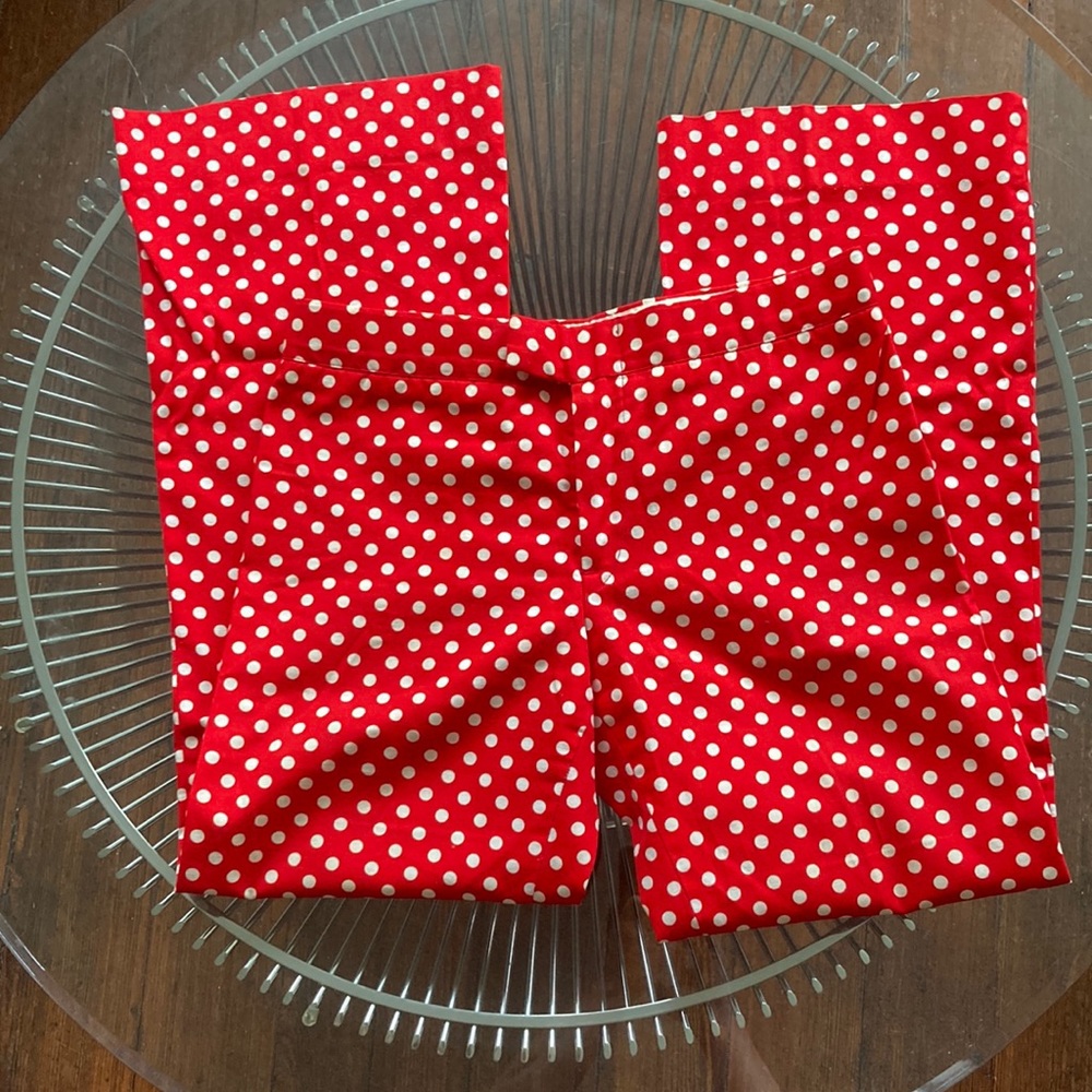 Vintage red polkadot hip huggers pants EVC